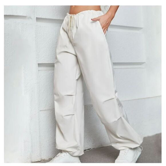 464 Women’s White Drawstring Wide-Leg Lounge Pants – Casual Streetwear - Picture 3 of 6